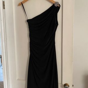 One shoulder black formal dress